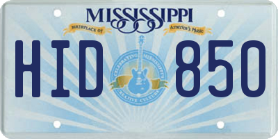 MS license plate HID850