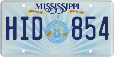 MS license plate HID854