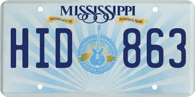 MS license plate HID863