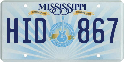 MS license plate HID867