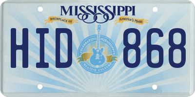 MS license plate HID868