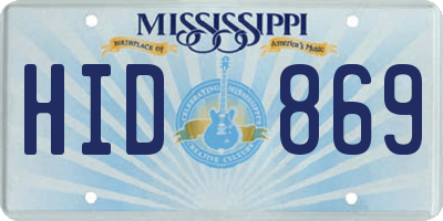 MS license plate HID869