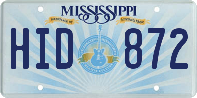MS license plate HID872