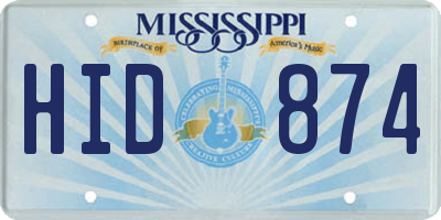 MS license plate HID874