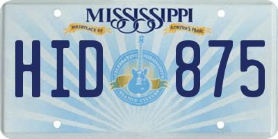 MS license plate HID875