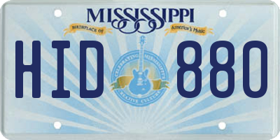 MS license plate HID880