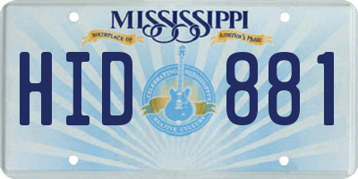 MS license plate HID881