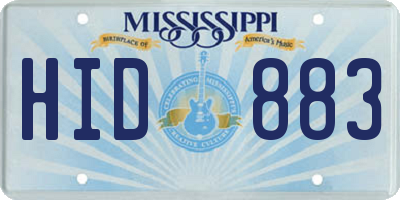 MS license plate HID883