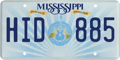MS license plate HID885
