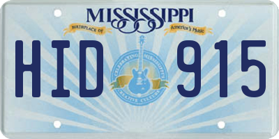 MS license plate HID915