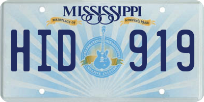 MS license plate HID919