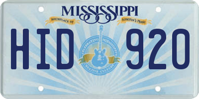 MS license plate HID920