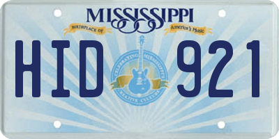 MS license plate HID921