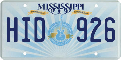 MS license plate HID926