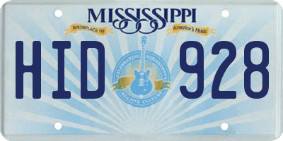 MS license plate HID928