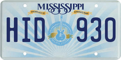 MS license plate HID930