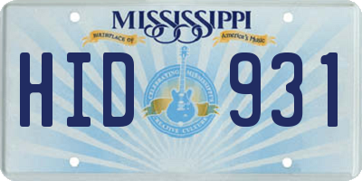 MS license plate HID931