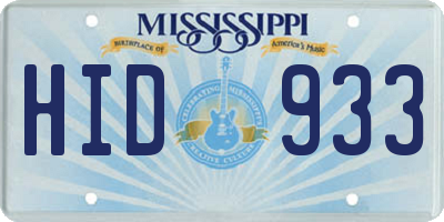 MS license plate HID933