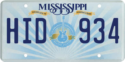 MS license plate HID934