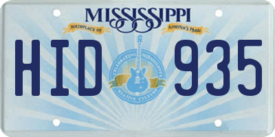 MS license plate HID935