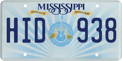 MS license plate HID938
