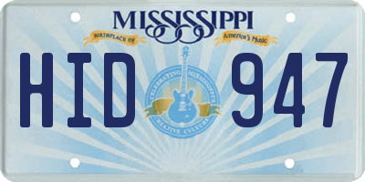 MS license plate HID947