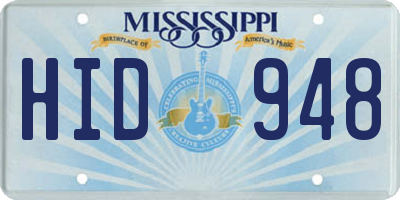 MS license plate HID948