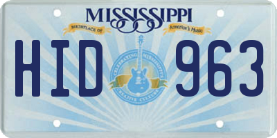 MS license plate HID963
