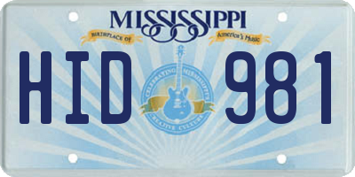 MS license plate HID981