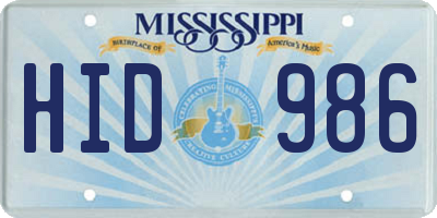 MS license plate HID986