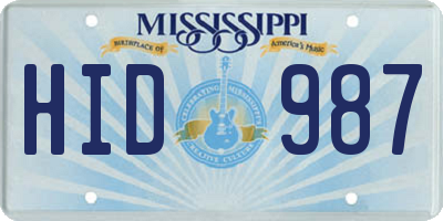 MS license plate HID987