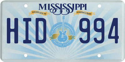 MS license plate HID994
