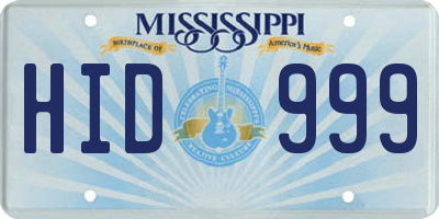 MS license plate HID999