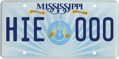 MS license plate HIE000