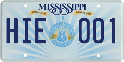 MS license plate HIE001