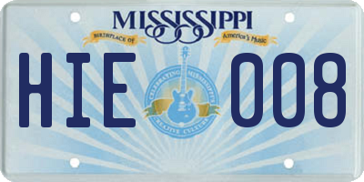 MS license plate HIE008