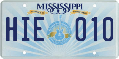 MS license plate HIE010