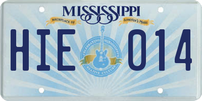 MS license plate HIE014