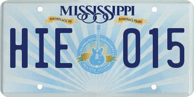 MS license plate HIE015