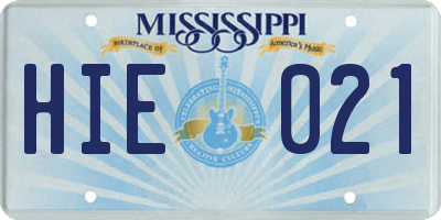MS license plate HIE021