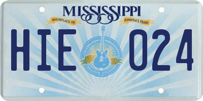 MS license plate HIE024