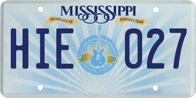 MS license plate HIE027