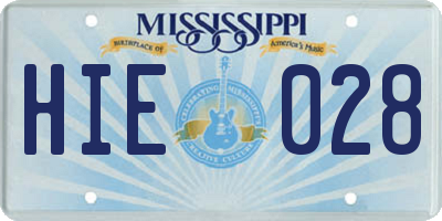 MS license plate HIE028