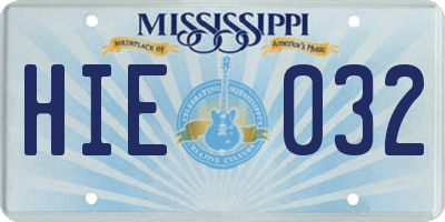 MS license plate HIE032
