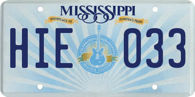 MS license plate HIE033
