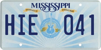 MS license plate HIE041