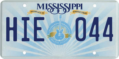 MS license plate HIE044