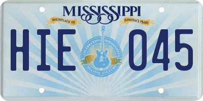 MS license plate HIE045