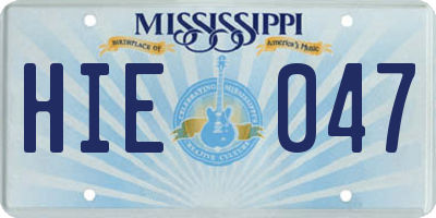 MS license plate HIE047