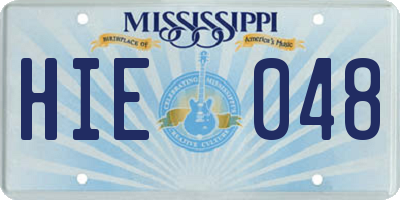 MS license plate HIE048